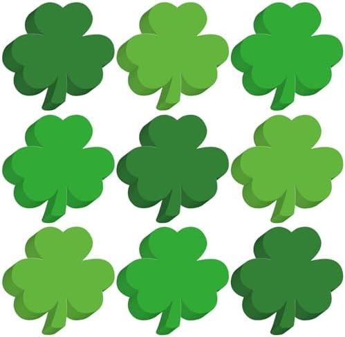 Tellingyou 600 Pcs St. Patrick's Day Shamrock Cutouts Paper 2 Inch Green Clover Shape Cut Outs Irish Paper Die Cuts for Bulletin Board Decorations School Classroom Party Craft(Three Colors)