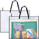 Opret 2 Pack 19x25 inch Art Portfolio Bags, Artwork Storage Case with Handle and Zipper Vinly Mesh Folder Organizers for Bulletin Boards, Scrapbooks, Keepsake and Poster Storage