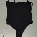 SUUKSESS Women Sexy Square Neck Thong Bodysuit Backless Cami Bodysuit Top (Small, 01 Black)