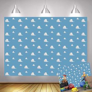 Art Studio 7x5ft It's a Boy Story Themed Birthday Party Photography Backdrops Blue Sky White Clouds Baby Shower Photo Background Kids Hero Photo Booth Studio Props Vinyl