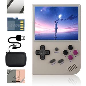 RG35XX 2024 Handheld Game Console 3.5 inch IPS Retro Games Consoles Classic Emulator Hand-held Gaming Preinstalled Hand Held Video System with Portable Case 64GB Gray