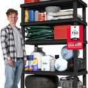 IRIS USA 5-Shelf Heavy Duty Plastic Storage Shelves, 750lb Capacity, 68" H x 36" W x 18" D, Large Modular Shelving Unit Storage Organizer for Garage, Home, Warehouse & Gym, Storage Rack - Black