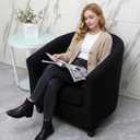 WOMACO 2 Pieces Club Chair Slipcover Printed Stretch Armchair Tub Round Barrel Swivel Chair Covers with Cushion Cover Elastic Bottom Sofa Furniture Protector for Tullsta (1, Black)