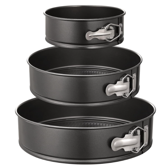 HIWARE Springform Pan Set of 3 Nonstick Leakproof Round Cake Pan Set Includes 3 Pieces 6" 8" 10"