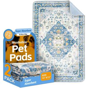 Washable Pee Pads for Dogs 2 Pack Reusable Puppy Training Pads 72"x72" Super Absorbent Waterproof Dog Training Pads, Non-Slip Potty Pads Whelping Pads Litter Mat Pet Supplies - Orange/Mix