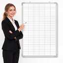 AmazingSpark Lined Whiteboard Blank Grid Aluminum Frame Dry Erase Board Reusable Wall Mounted Board for Scheduling, to Do Lists Weekly Planning Home Work (36 x 24 Inch,Vertical Whiteboard with Grid)