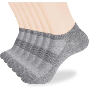 Corlap Women's Ankle Cotton Socks - No Show Low Cut Athletic Running Soft Thin White Socks 6 Pairs (Gray), Size: 7-9