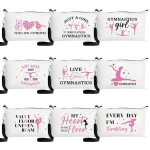 R HORSE 9Pcs Gymnastics Makeup Bag Inspirational Gifts for Women Girls, Ladies Canvas Cosmetic Toiletry Pouch Bag Organizer Christmas Birthday Gifts for Gymnastics Team Player Lover Friend
