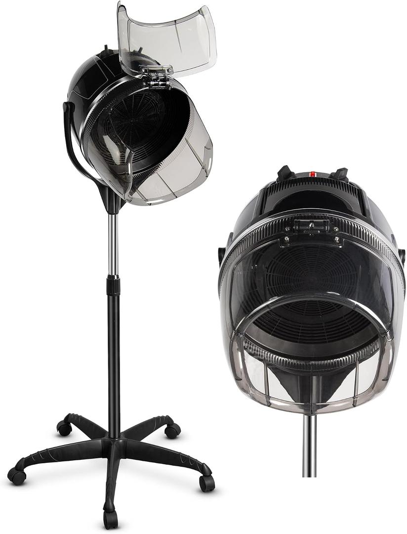 TASALON Professional Hooded Bonnet Hair Dryer Stand with Adjustable Timer, Rolling Wheels - Portable Floor Standing Dryer for Home Salon & Beauty Spa Equipment