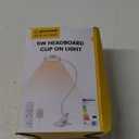 Glocusent Brighter Clip on Lamp with Remote, Eye-Caring Clip on Light for Bed Headboard, 3 Color & 5 Brightness Bed Lamp, 30-Min Auto-Off Timer, Reading Light with Adapter (White)