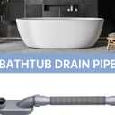 Low Profile Flexible Bathtub Shower Drain Pipe Kit - Flat P Trap for Freestanding Tub, 1 1/2 or 1 1/4 Inch(Gray)