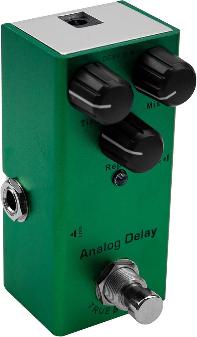 Mini Electric Guitar Effects Pedal Metal Shell DC 9V Adapter Powered True Bypass for Multi Electric Guitar Kit (Analog Delay)