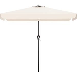 AreShark 6.5 x 10 FT Rectangular Valance Patio Umbrella, Outdoor Umbrella with Tilt and Crank, Market Table Umbrellas W/ 6 Ribs UV Protection for Garden, Deck, Backyard Pool, Cream White