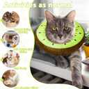 Cat Cone Collar Soft, Adjustable Cat Recovery Cone to Stop Licking, Cute Kitten Donut Collar After Surgery, Elizabethan Collars for Kittens, Lightweight Cats Neck Cones (Kiwifruit, Medium)