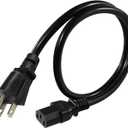 2FT Universal Black 3 Prong TV/Monitor Power Cord - NEMA 5-15P to C13, 13A, 125V, 16AWG, AC Printer Power Cord for PC, Scanner