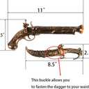 2 Pcs Pirate Sword Toys and Gun Set Plastic Dagger with Sheath & Flintlock Pistol Prop Pirate Accessories for Kids & Adults Halloween Pirate Costume Accessories