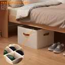 Shoe Organizer for Closet with Adjustable Dividers & Clear Cover - Fits up to 16 Pairs, Foldable Storage Box (Beige)