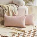 Demetex Pink Linen Pillow Covers 12 x 20 Decorative Pillowcases Set of 2 Rectangle Throw Pillows for Couch Bedroom Girls Mom Gifts, 12x20 inch, Light Pink