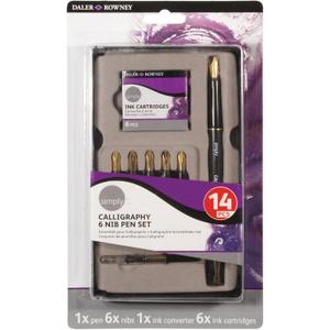 Daler-Rowney Simply 14pcs Calligraphy & Nib Pen Set, Lettering Set, Ideal for Entry-Level Artists & Hobbyists (2 Pack)