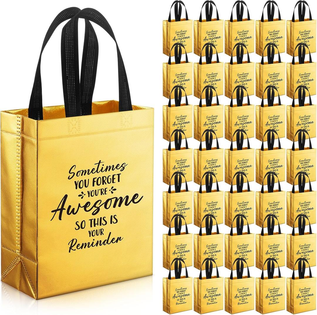 36 Pcs Thank You Reusable Gift Bags Employee Appreciation Gift Bags Sometimes You Forget You're Awesome Team Appreciation Gift for Employee Teacher Student Coworker Secretary Assistant Gift(Gold) (1 count (Pack of 36))