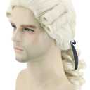 Mens Funny Wigs Colonial Historical Judge Costume Wig Beige Halloween Cosplay Party Wigs