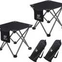Opliy Camping Stool 2 Pack,13.5 Inch Portable Folding Stool for Outdoor Gardening and Beach Hiking Fishing,Foot Stool with Carry Bag (Black)
