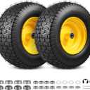 16x6.50-8 Tubeless Tire and Wheel, 4 Ply 16x6.5-8" Lawn Mower Tires with 3/4" Bearings with Extra 5/8" Bearings and 1" Bushings, 3"-4.5" Offset Hub, Fit Riding Mower and Garden Tractor Front Wheels