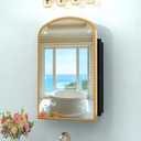 Bathroom Medicine Cabinet with Mirror, Wall Mount or Recessed Bathroom Mirror with Storage, Full-Metal 2 Adjustable Shelves and 1 Cabinet Organizer, Modern and Luxury Daisy Decor Bling Gold 20x28 Inch, No Light
