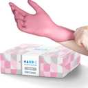 Hand-E Touch Pink Nitrile Disposable Gloves - Esthetician, Nail Tech, Hair Dye & Stylist, Cleaning Gloves