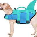 Malier Dog Life Jacket, Ripstop Dog Life Vest with High Buoyancy for Swimming Boating, High Visibility Shark Puppy Lifesaver for Large Dogs (Large)