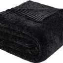 BATTILO HOME Black Throw Blanket for Couch, Woven Chenille Throw Blankets for Bed, Chair, Sofa, Black Knitted Blanket Cozy Soft Blanket, 51"x67"