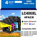 PayForLess LC406XL for LC406 Ink Cartridges for Brother Printer for Brother MFC-J4335DW MFC-J4535DW MFC-J5855DW MFC-J6555DW MFC-J6955DW Printer 4 Pack(Black Cyan Magenta Yellow)