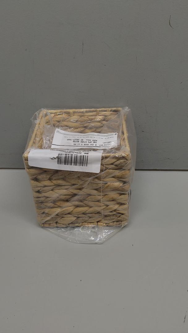 Square Rattan Box, 5.5 x 5.5 X 5.7 inches, Camel