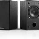 Elimavi Passive Bookshelf Speakers for Home Theater Surround Sound, Satellite Stereo Speakers with Classic Wood Grain for Record Player/Computer/TV, Wall Mountable, Cable Included, Black