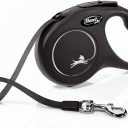 FLEXI New Classic Tape Retractable Dog Leash for Small Dogs up to 33 lbs. 16 ft., Black| Tangle Free Pet Walking Leash with One-Handed Brake, Pause, Lock|German Quality Product