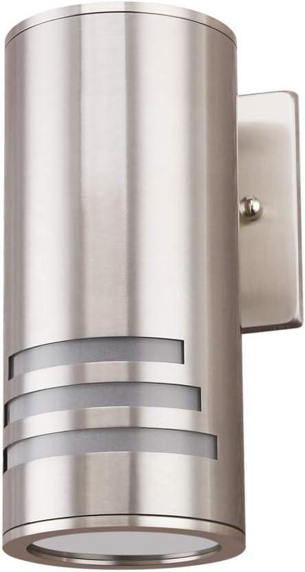 Cerdeco Stainless Steel Outdoor Wall Sconces,Cylinder Porch Light with 3 Slots and Frosted Glass,Modern Outdoor Wall Light Fixture[UL Listed]