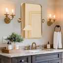 Gold 20" X 30" Pivot Mirror for Bathroom, Metal Frame Rounded Rectangle Mirror, Tilting Vanity Mirror for Wall Mounted, Hangs Vertical Only, Overall 24.49 x 30 Inches