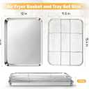 E-far Air Fryer Basket for Oven, Large 16 x 12 Stainless Steel Air Fryer Pan and Crisper Tray, Air Fryer Rack with Baking Pan for Crisper Foods Frying Healthy Cooking, Dishwasher Safe
