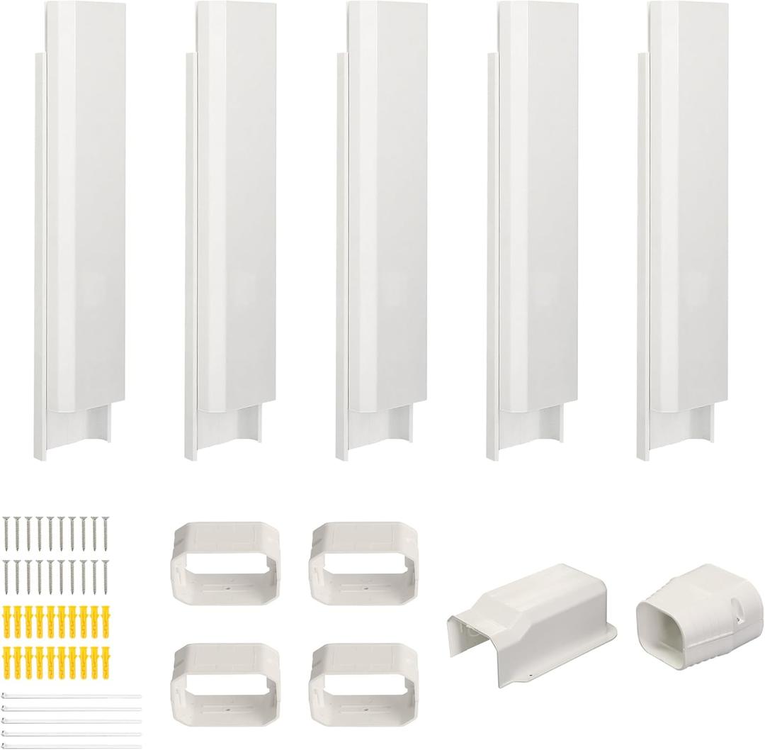 4" 7.5Ft Mini Split Line Set Cover, Plastic Line Kit for Outside Units, Mini Split Air Conditioner, Central AC and Heat Pump