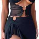 Womens Summer Skirt Outfits Gradient Print Camisole Top Mini Skirts Sexy Vacation Y2K Outfits (Small, Black)