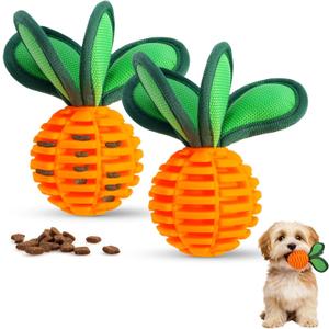 2 Pack Dog Chew Toys for Small Breeds, 2.2" Treat Dispensing Ball, Small Dog Toy Ball with Squeaker for Anxiety & Boredom, Interactive Puppy Chew Toy for Fetch, Tug & Dental Care