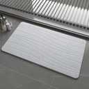 Extra Large Stone Bath Mat, 30'' x 17'' Diatomaceous Earth Non-Slip Stone Shower Mat, Super Absorbent Diatomite Stone Mats for Bathroom Light Gray XL Flow