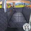 Back Seat Extender for Dogs + 2 Dog Seat Belts, Waterproof Heavy Duty Hard Bottom Car Seat Cover for Dogs with Door Protector Cover & Mesh Window | Dog Hammock for Car Pet Seat Protector for Car/Suv (Black)