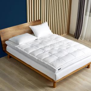 Serta Feather and Down Fiber Pillow Top Mattress Topper Twin Size - 233 Thread Count 100% Cotton Mattress Pad Ultra Soft 2-Inch Support Feather Bed-White Serta Feather and Down Fiber Pillow Top Mattress Topper Twin Size - 233 Thread Count 100% Cotton Mattress Pad Ultra Soft 2-Inch Support Feather Bed-White