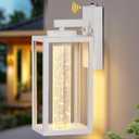 VIANIS White Porch Lights Outdoor, Large Exterior Sconce Lighting for House with Integrated 10W LED Light Source, Waterproof Exterior Light Fixture Wall Mount for Garage with Crystal Bubble Glass (Tall 1-Pack)