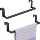 Over The Door Towel Rack, Kitchen Towel Holder Over Cabinet Door Towel Bar Stainless Steel for Cupboard for Kitchen Dish Towel Holder Hanger, 2 Pack (Black)