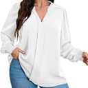 SCOMCHIC 2024 Plus Size Blouses for Women Dressy Casual V Neck Long Sleeve Casual Loose Shirts XL-5XL (XX-Large Plus, White)