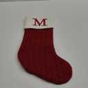 St. Nicholas Square 21-inch Monogram Embroidered Initial Cable Knit Red Christmas Holiday Stocking Letter M
