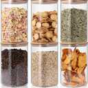 Glass Storage Jars 6 Pack -50oz (10cmx20cm)Clear Glass Food Storage Containers with Airtight Bamboo Lid Stackable Kitchen Canisters for Candy,Cookie,Rice,Sugar,Flour,Pasta,Nuts and Spice Jars(Square)