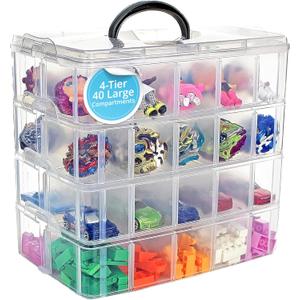 Bins & Things 40-Compartment Organizer for LOL Dolls - Beads and Craft Storage, Compact Toy Organizer for Small Toy Figures - Portable, Durable Storage Solution (Clear)